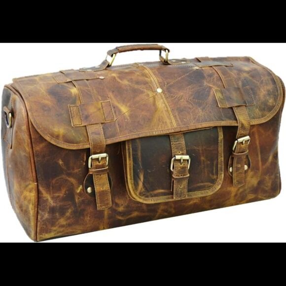 Leather Duffel Travel Gym Overnight Weekend Leather Bag Sports Cabin